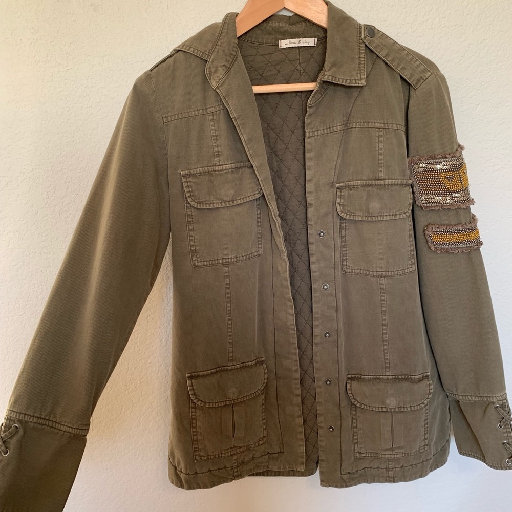 Willow & Clay Olive Green Utility Jacket with Beaded Patch